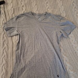 Polo by Ralph Lauren Gray V-Neck Tee Men Size Large